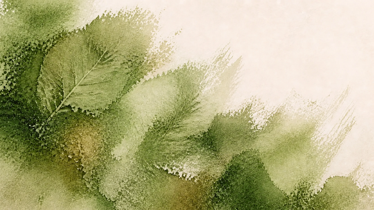 Motivo abstracto de hojas en tonos salvia, verde claro, oliva, caqui y tierra — Grupo de materiales Green