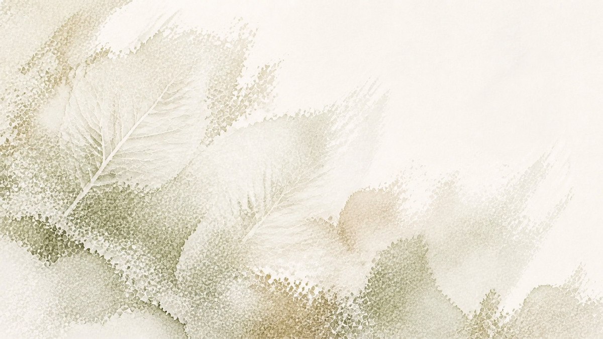 Motivo abstracto de hojas en tonos salvia claro, verde grisáceo mineral, tiza y tierra — Grupo de materiales White