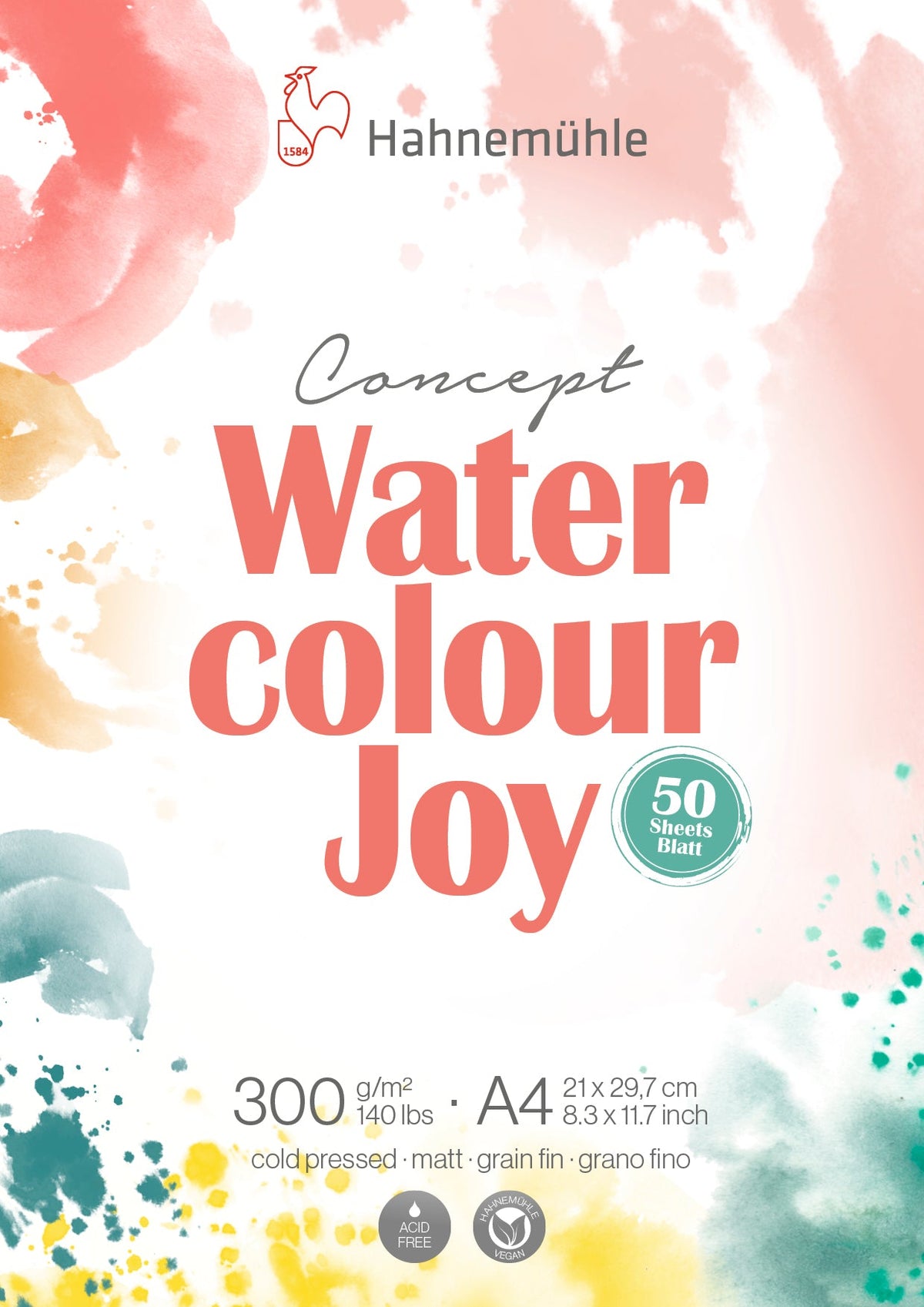 Concept Watercolour Joy, 300 g/m², mate, 50 hojas — Hahnemühle