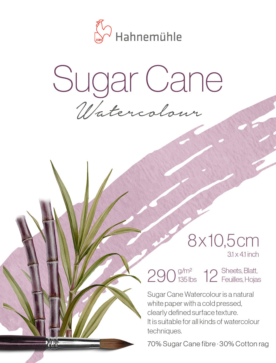 Mini bloc Sugar Cane Watercolour 8 × 10,5 cm, 290 g/m², 12 hojas — Hahnemühle