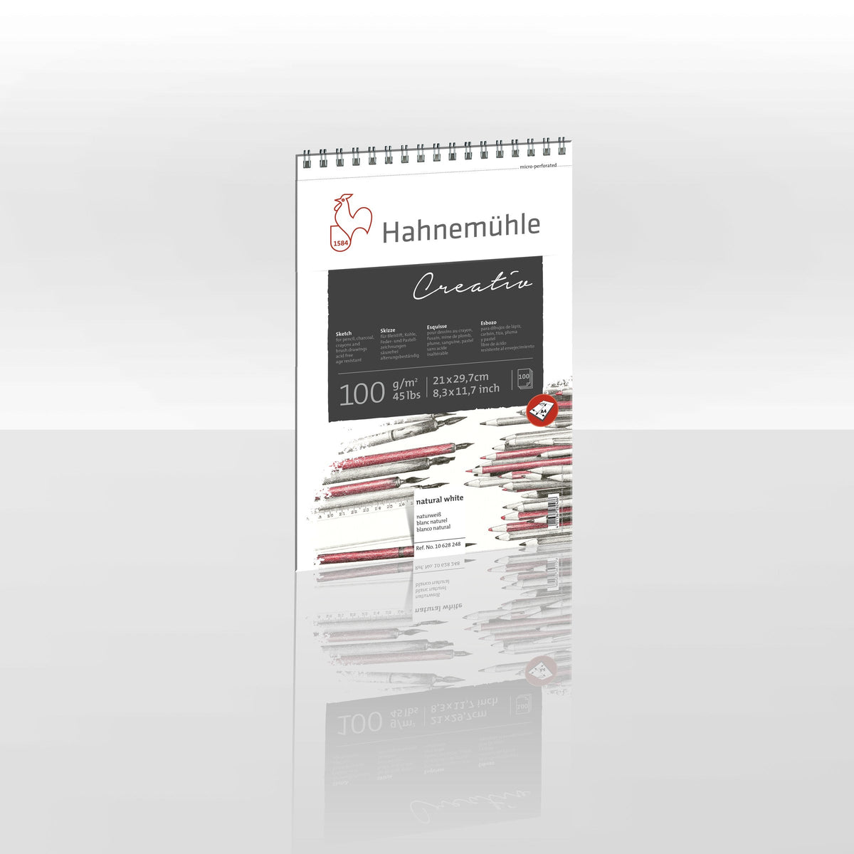 Bloc de dibujo Creativ encuadernado en espiral, 100 g/m², 100 hojas, A4 — Hahnemühle