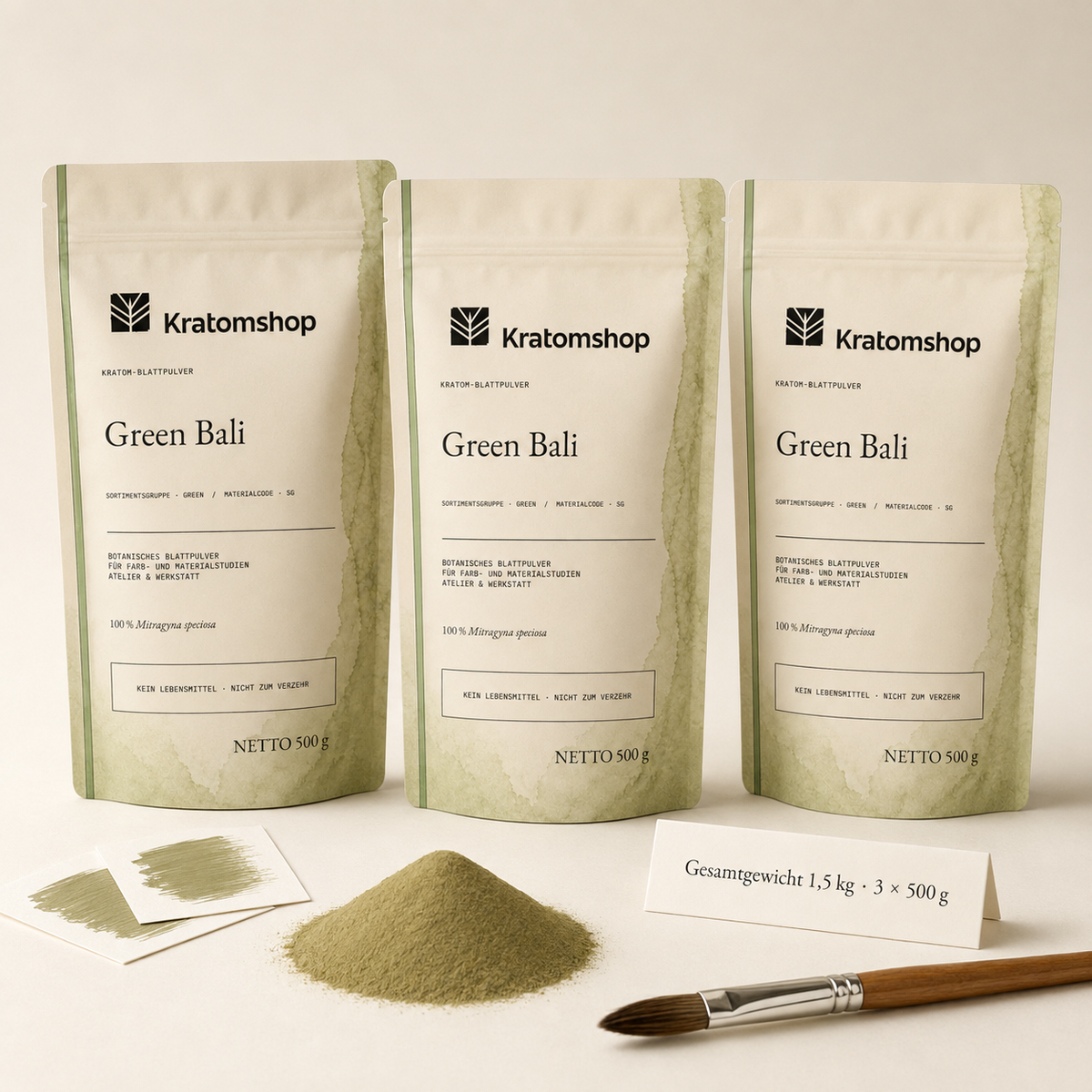 Polvo de hoja de kratom · Grupo de materiales Green · Código de material SG · Archivo de polvos de hoja 01 · Green Bali