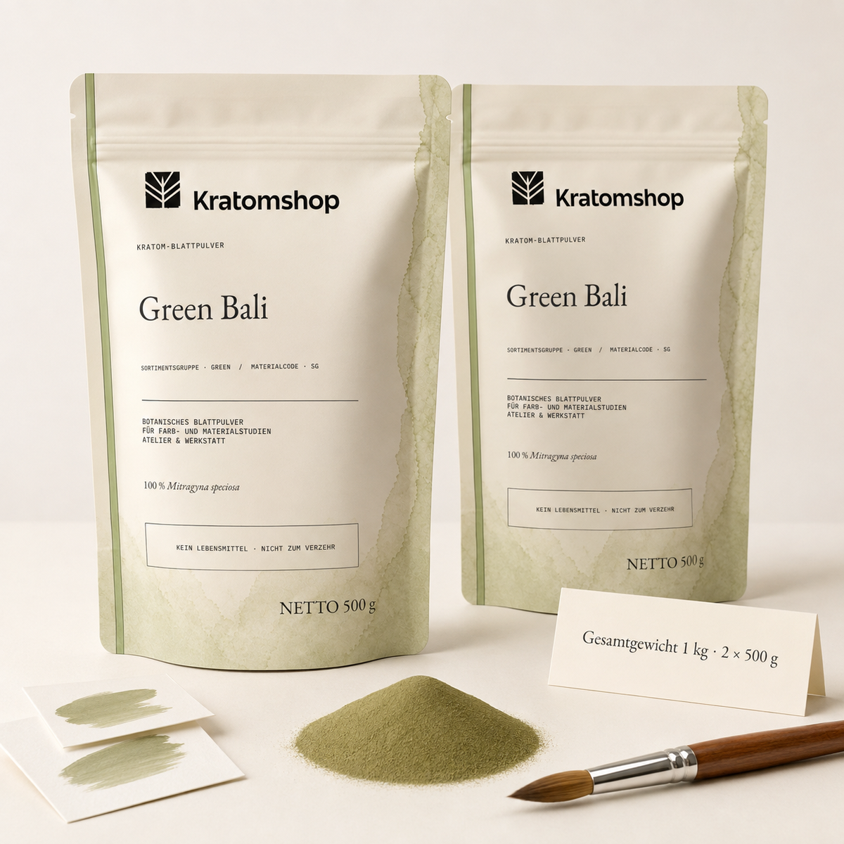 Polvo de hoja de kratom · Grupo de materiales Green · Código de material SG · Archivo de polvos de hoja 01 · Green Bali