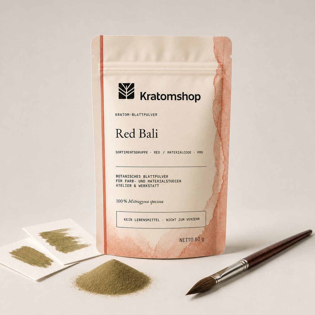 Polvo de hoja de kratom · Grupo de materiales Red · Código de material RMD · Archivo de polvos de hoja 05 · Red Bali