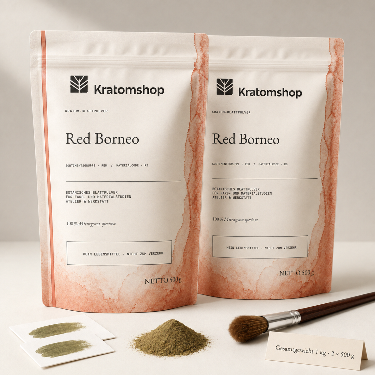 Polvo de hoja de kratom · Grupo de materiales Red · Código de material RB · Archivo de polvos de hoja 07 · Red Borneo