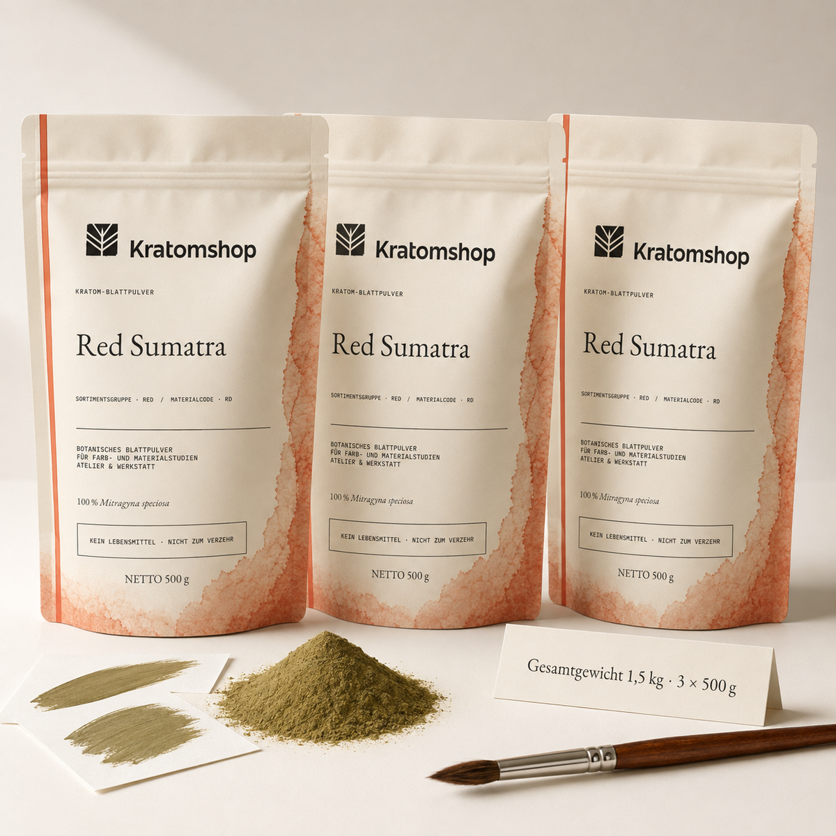 Polvo de hoja de kratom · Grupo de materiales Red · Código de material RD · Archivo de polvos de hoja 06 · Red Sumatra