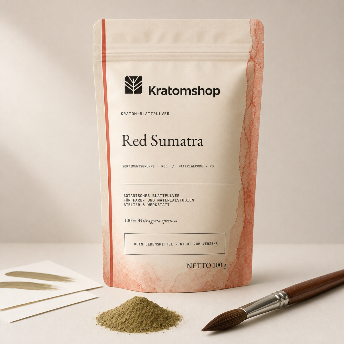 Polvo de hoja de kratom · Grupo de materiales Red · Código de material RD · Archivo de polvos de hoja 06 · Red Sumatra
