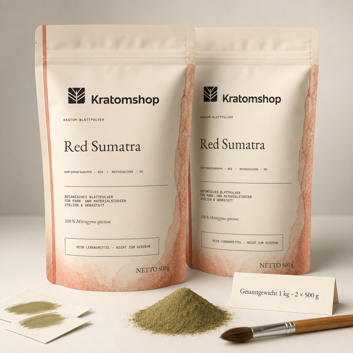 Polvo de hoja de kratom · Grupo de materiales Red · Código de material RD · Archivo de polvos de hoja 06 · Red Sumatra
