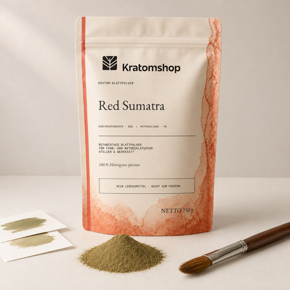 Polvo de hoja de kratom · Grupo de materiales Red · Código de material RD · Archivo de polvos de hoja 06 · Red Sumatra