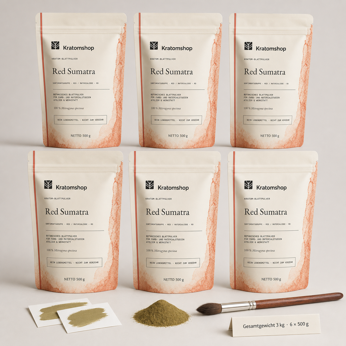 Polvo de hoja de kratom · Grupo de materiales Red · Código de material RD · Archivo de polvos de hoja 06 · Red Sumatra