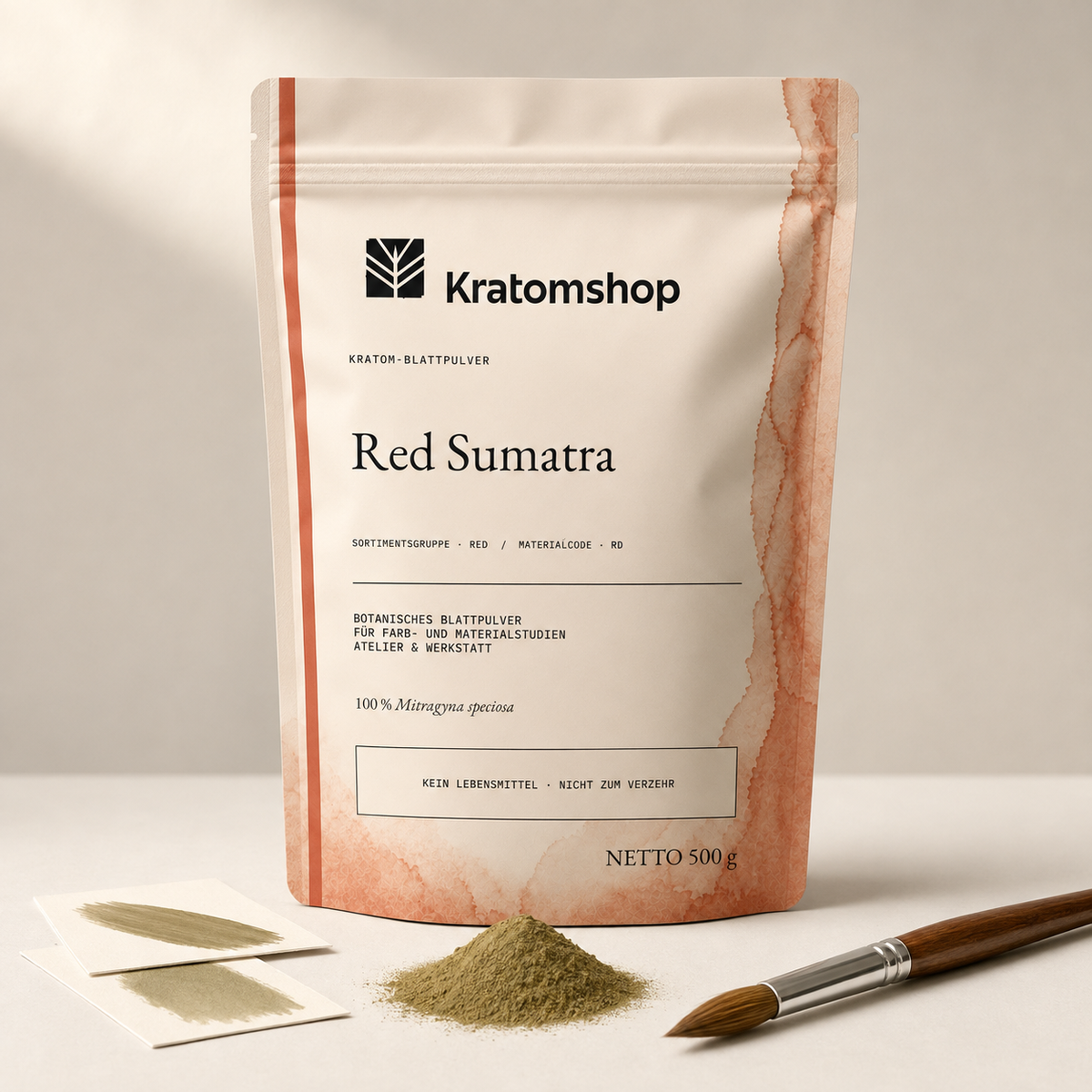 Polvo de hoja de kratom · Grupo de materiales Red · Código de material RD · Archivo de polvos de hoja 06 · Red Sumatra